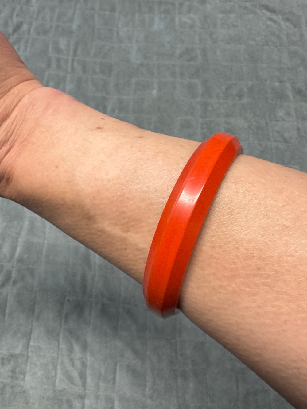 Vintage Plastic Bangle Bracelet, Red Orange, Retro, Boho